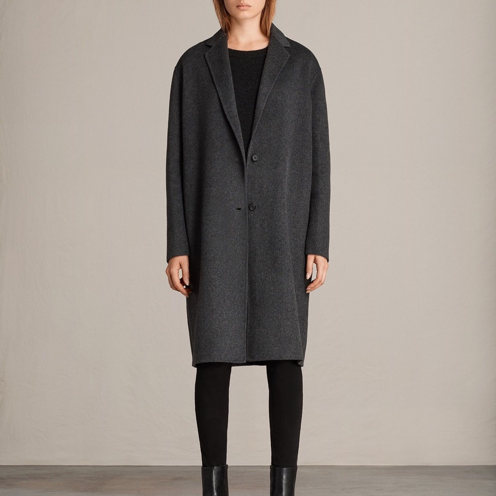AllSaints Anya Wool Blend Coat Grey